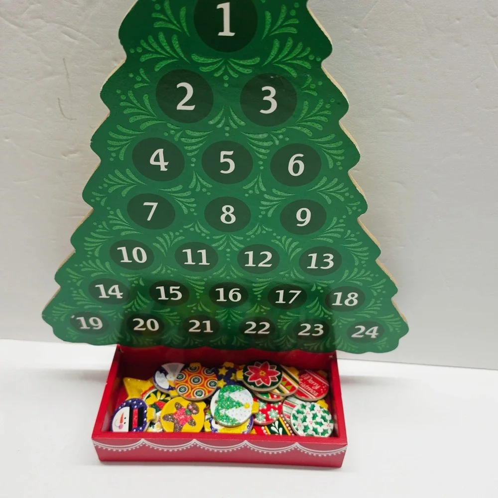 Melissa & Doug Wooden Advent Calendar Kids OS Green Magnetic Tree 9327